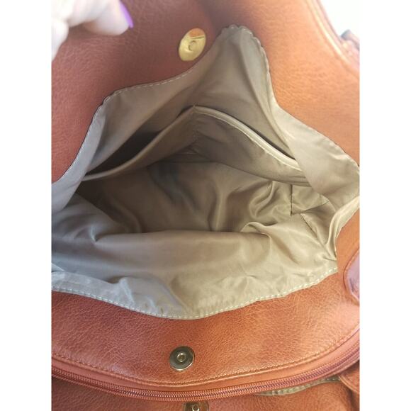 Clark's Women's Large Burnt Orange 3 Compartment Vegan Leather Handbag Tassels - Picture 8 of 12